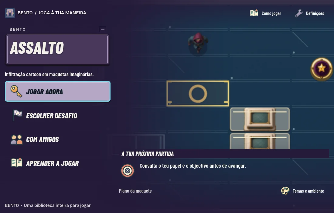 Ecrã inicial de Bento Assalto